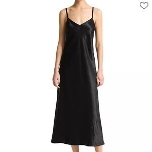 Vince Black Satin Slip Midi Dress
